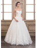 Illusion Neck Ivory Lace Tulle Corset Back Wedding Dress 